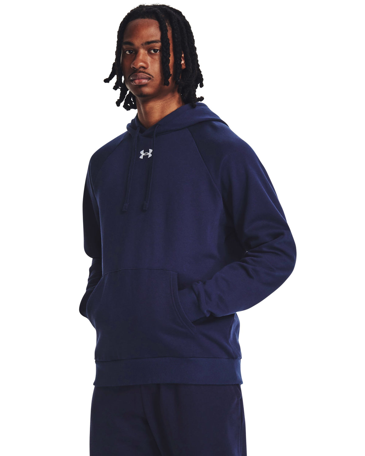 UA Rival Fleece Hoodie - Midnight Navy / White - 410