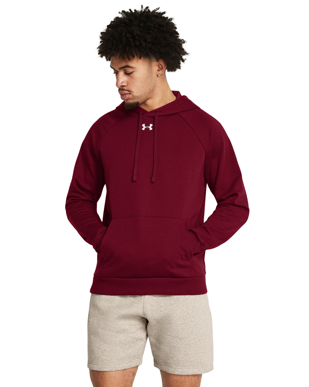 UA Rival Fleece Hoodie - אדום / לבן - 625