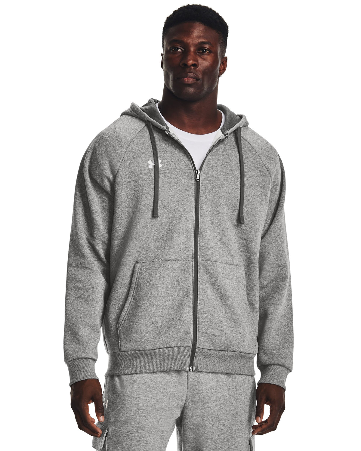 UA Rival Fleece FZ Hoodie - Black / White - 025