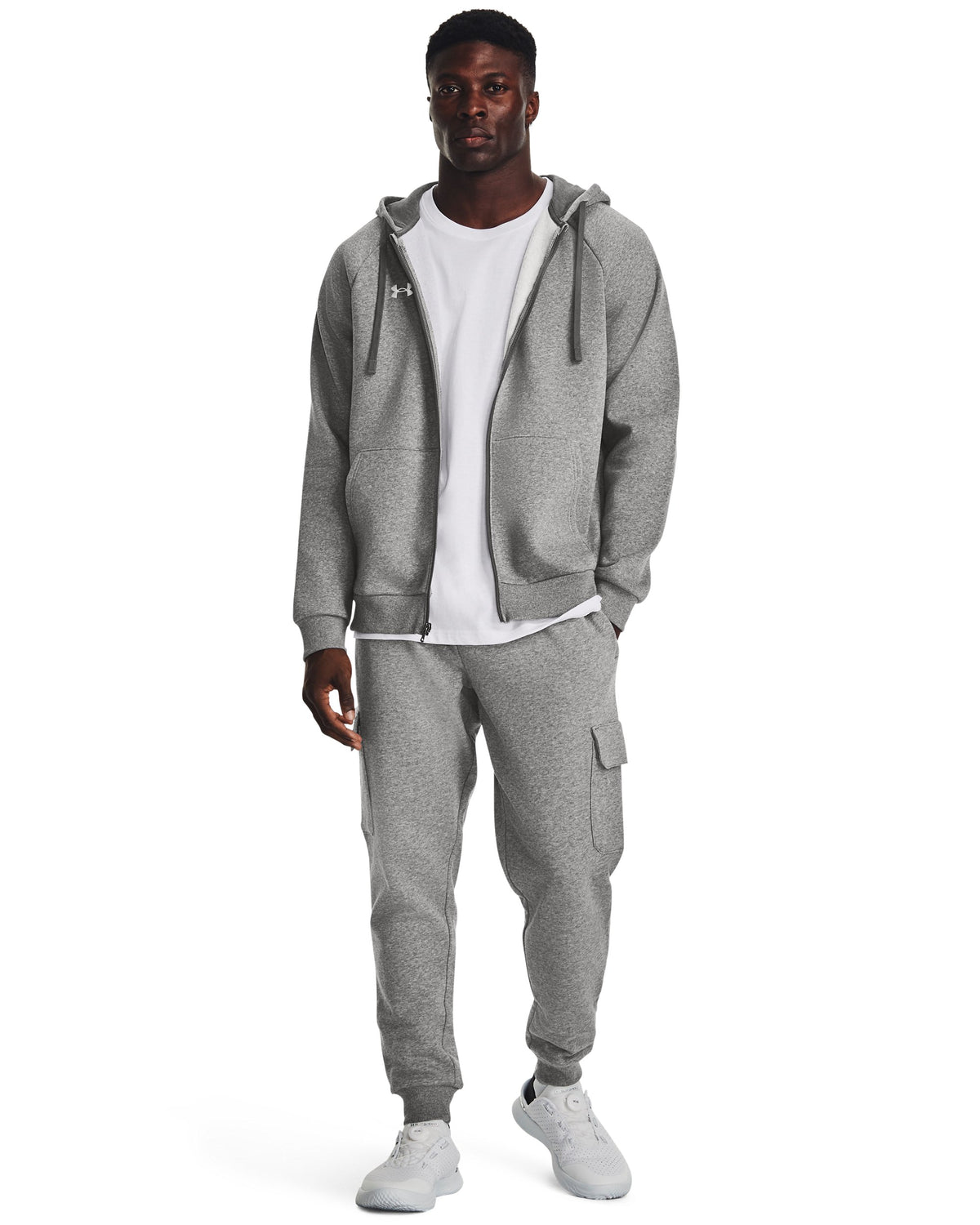 UA Rival Fleece FZ Hoodie - Black / White - 025