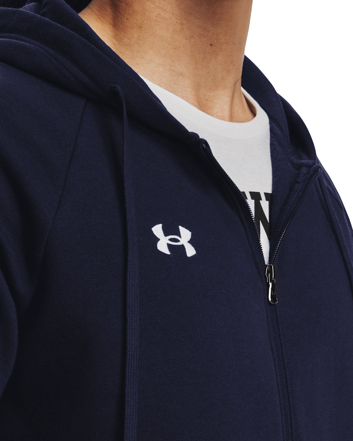 UA Rival Fleece FZ Hoodie - Midnight Navy / White - 410