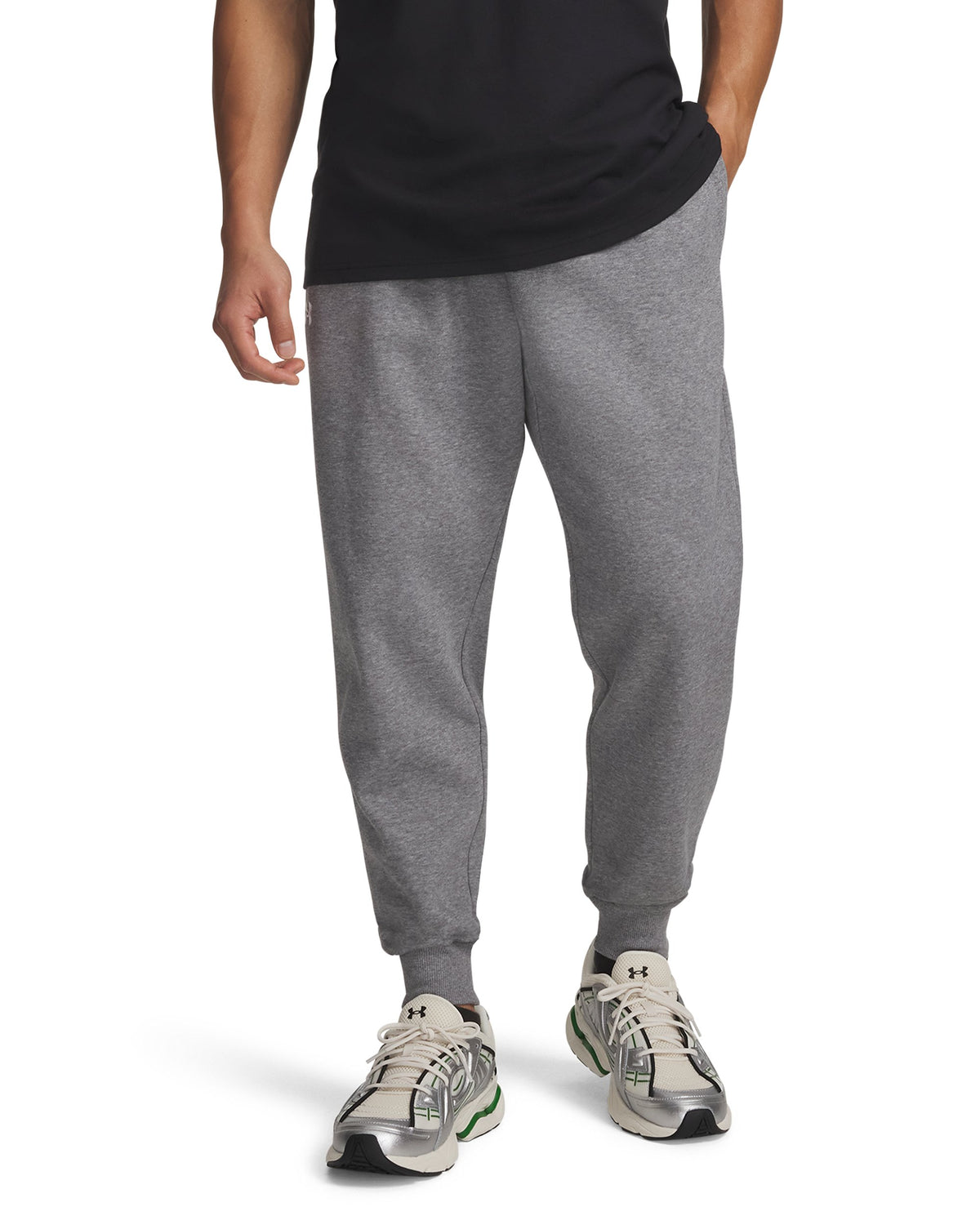 UA Rival Fleece Joggers - Castlerock Light Heather / White - 025