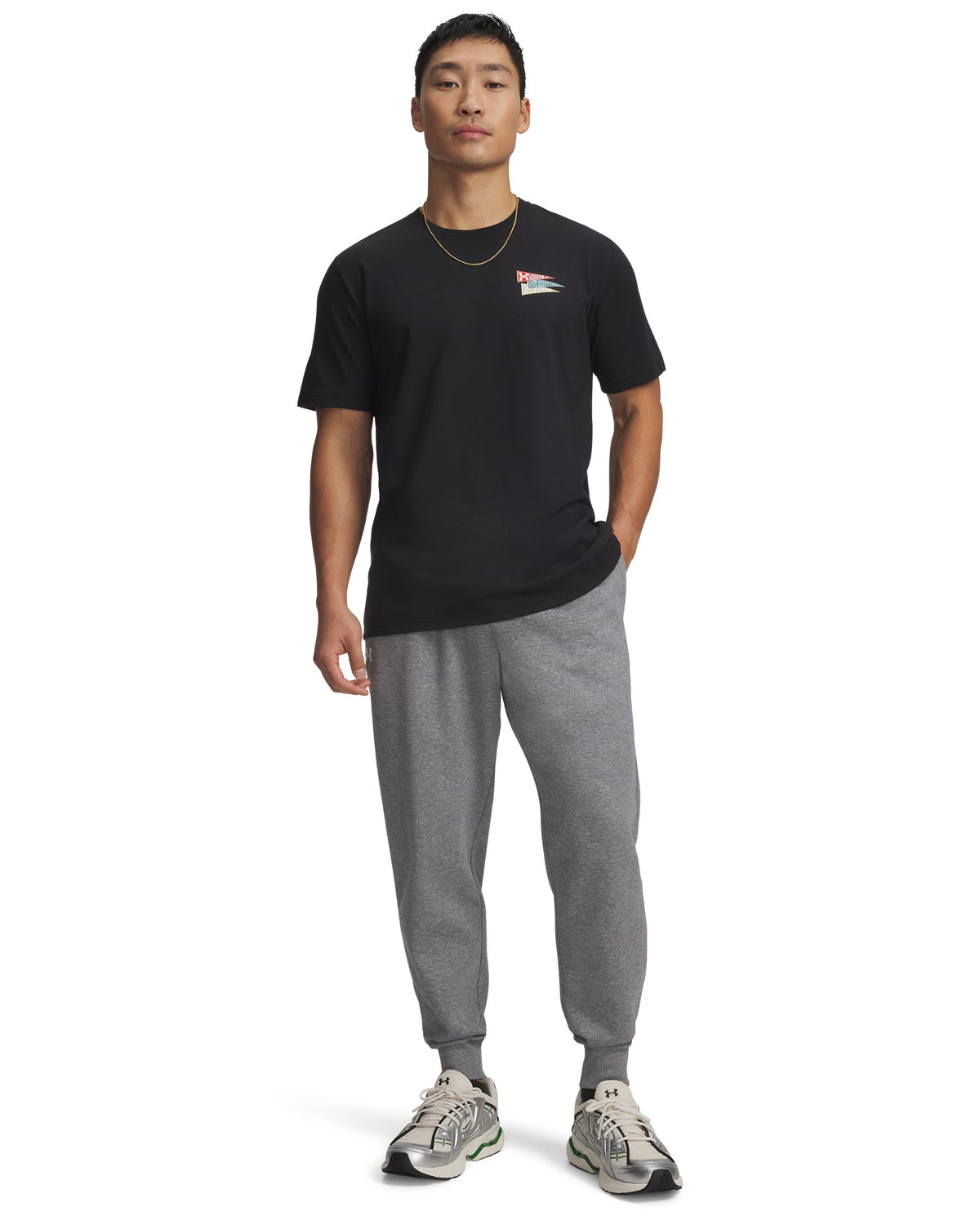 UA Rival Fleece Joggers - Castlerock Light Heather / White - 025