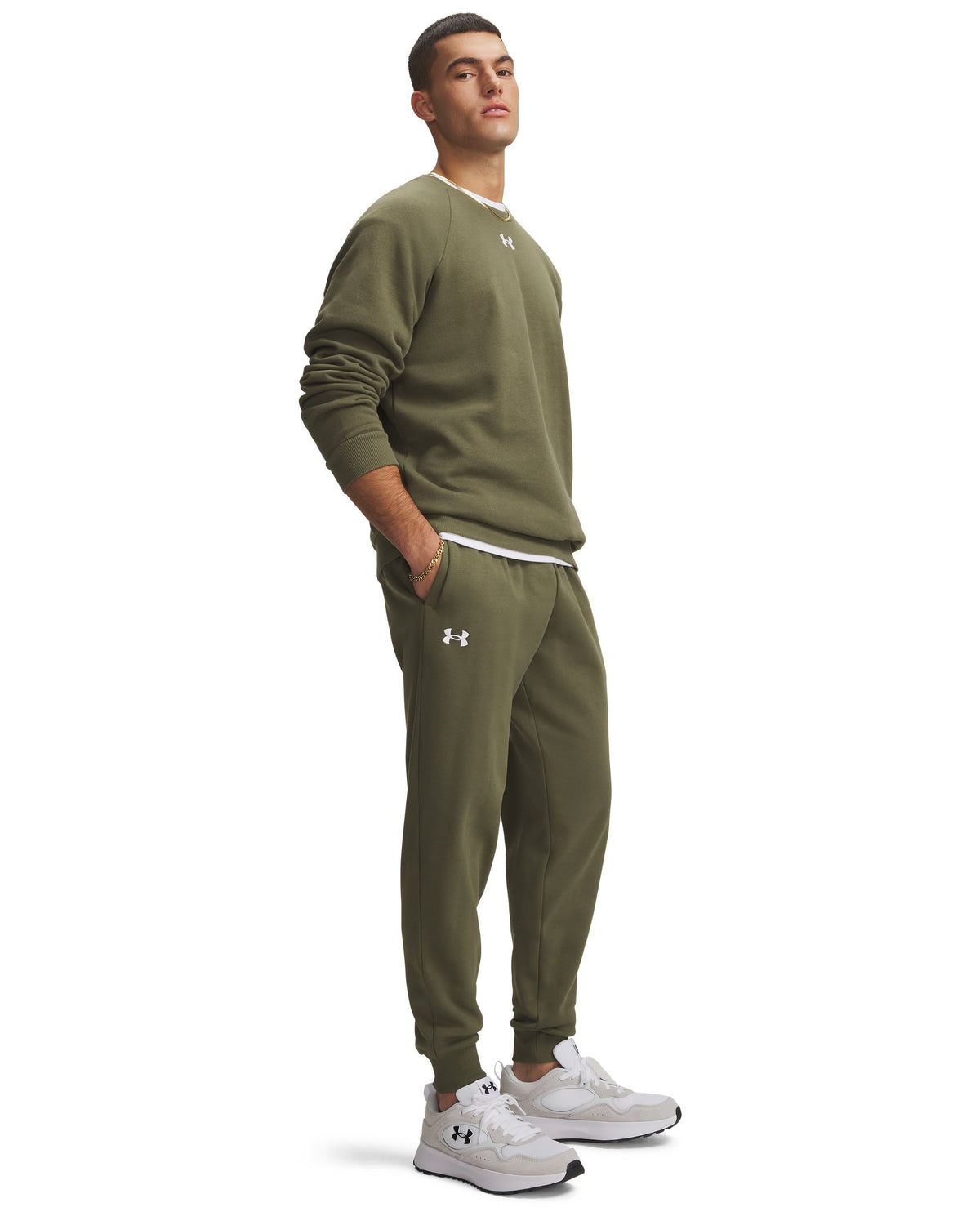 UA Rival Fleece Joggers - Marine OD Green / White - 390