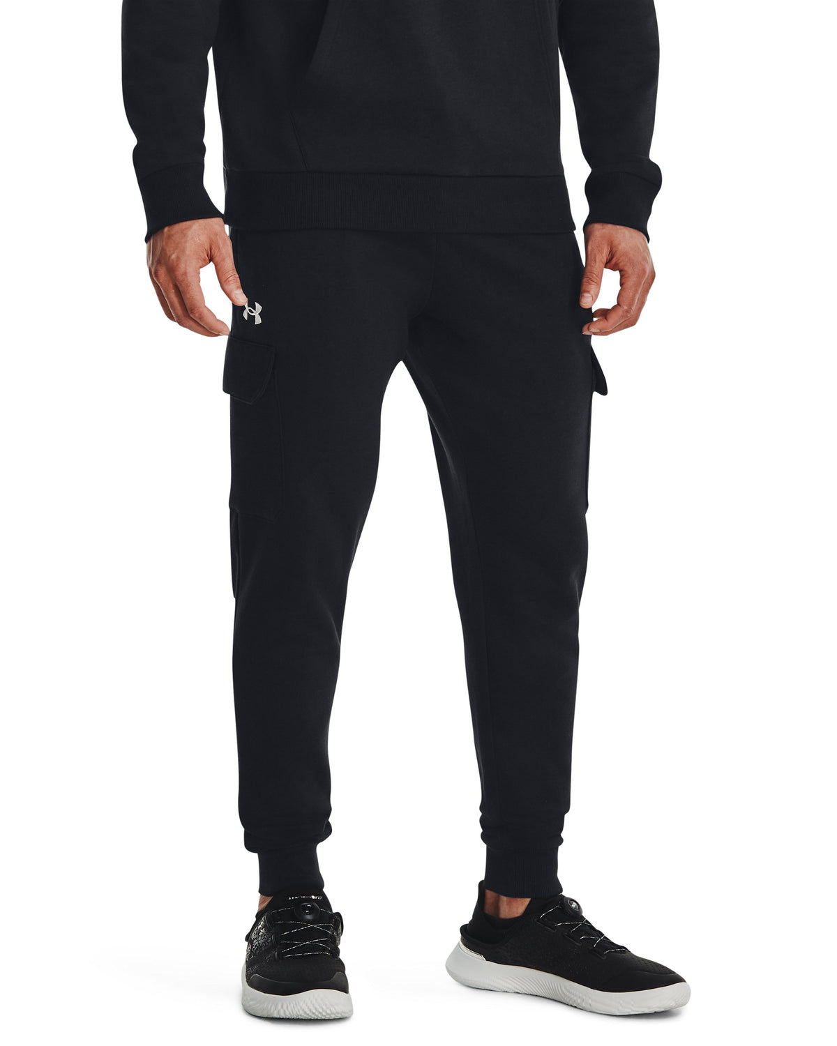 UA Rival Fleece Cargo Jogger - Black / White - 001
