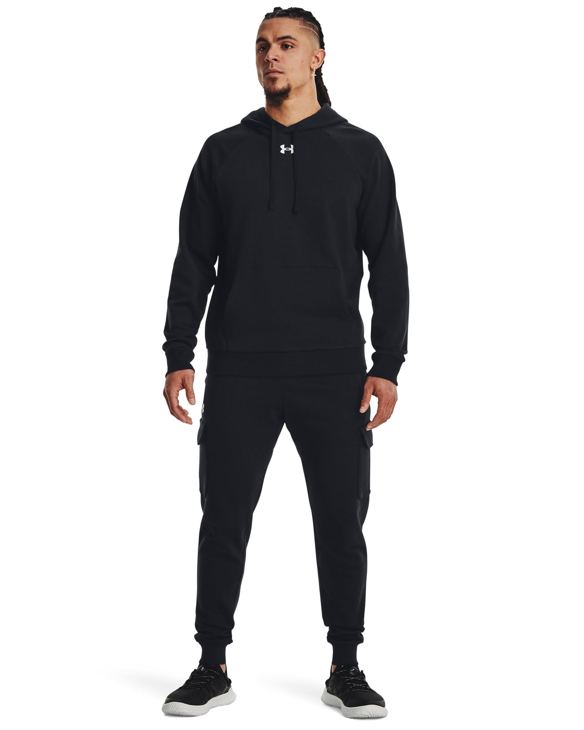UA Rival Fleece Cargo Jogger - Black / White - 001