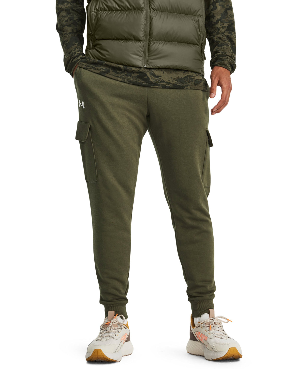 UA Rival Fleece Cargo Jogger - Marine OD Green / White - 390