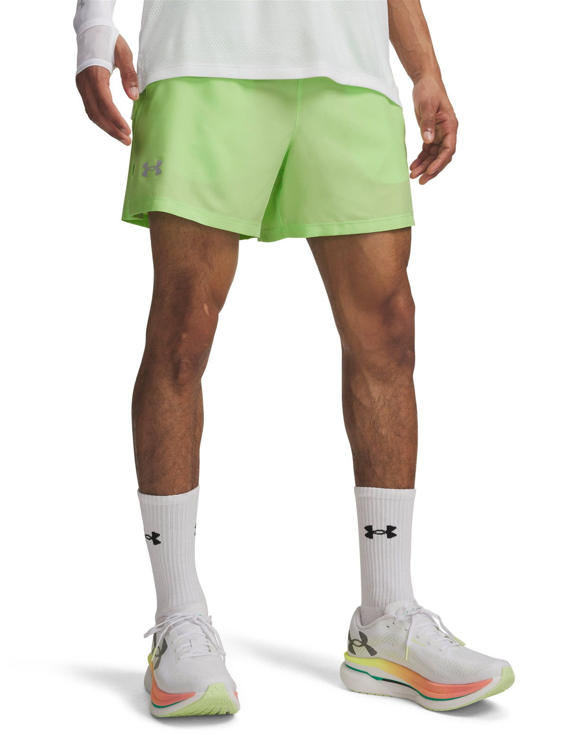 UA LAUNCH 5'' SHORTS - ירוק ליים / ירוק ליים / רפלקטיבי - 712