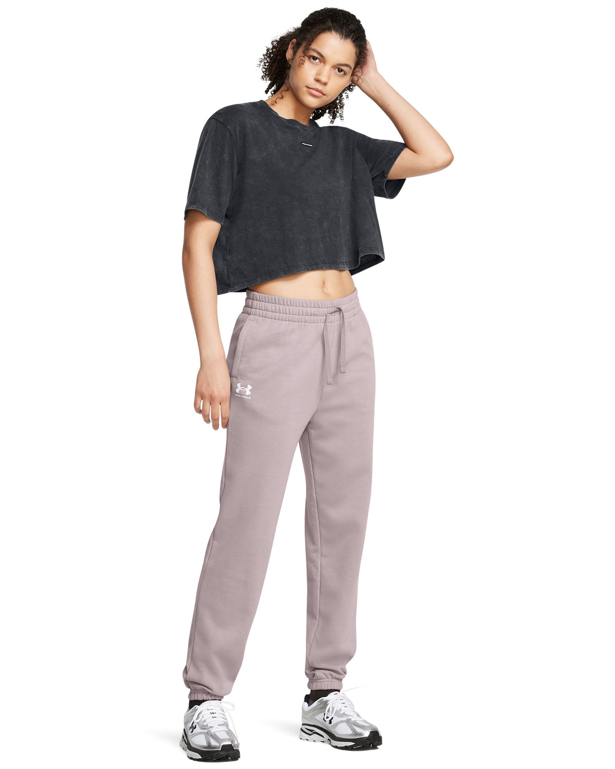 UA Rival Terry Joggers - אפור / לבן - 015