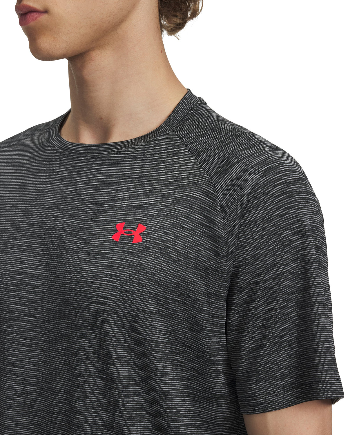 UA Tech Textured SS - Black / Racer Red - 002