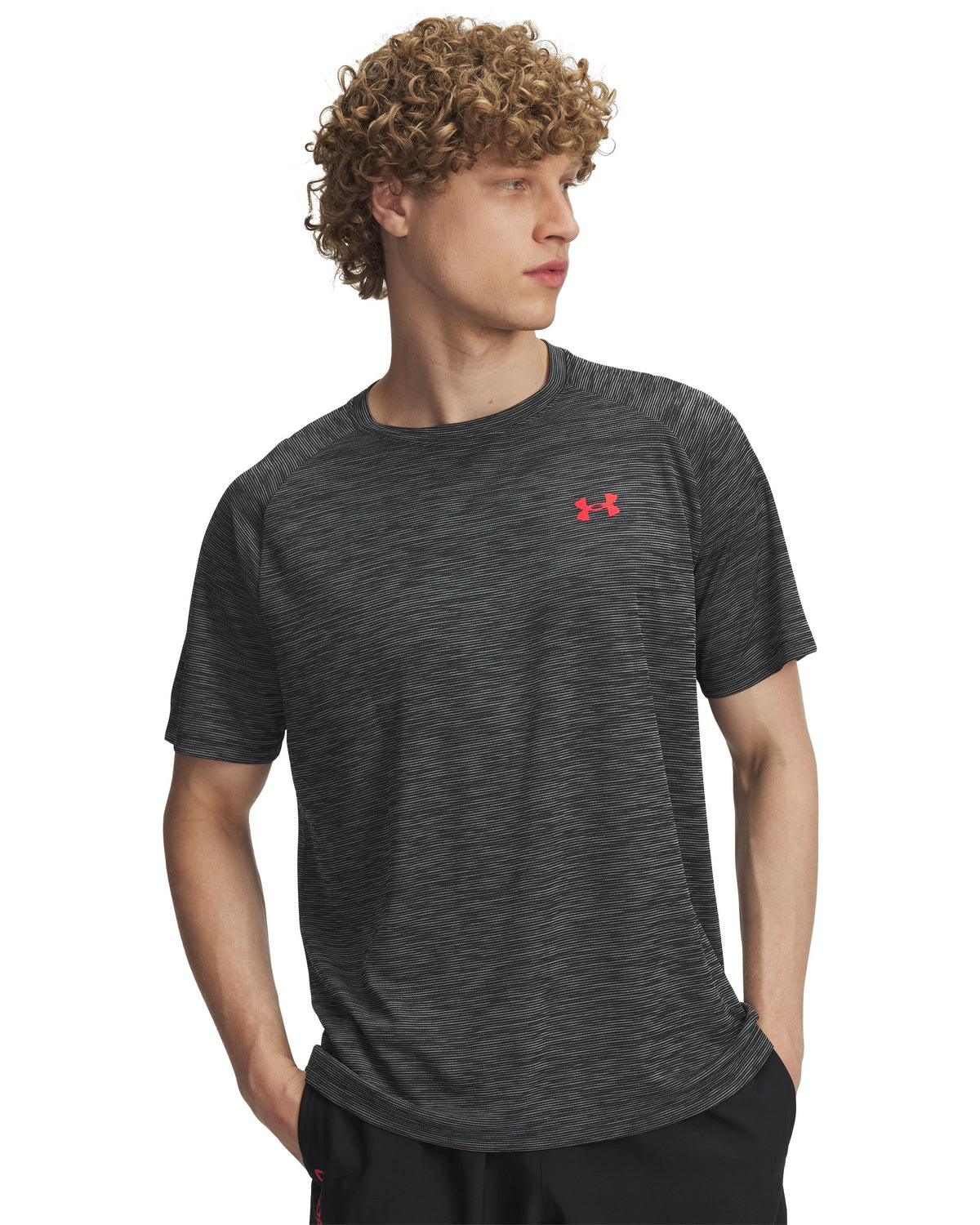 UA Tech Textured SS - Black / Racer Red - 002