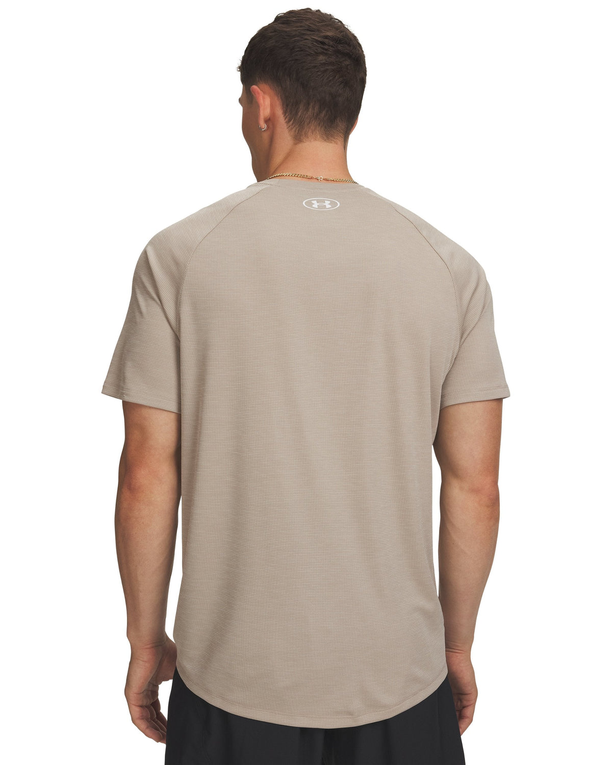 UA Tech Textured SS - חום-אפור / לבן - 203