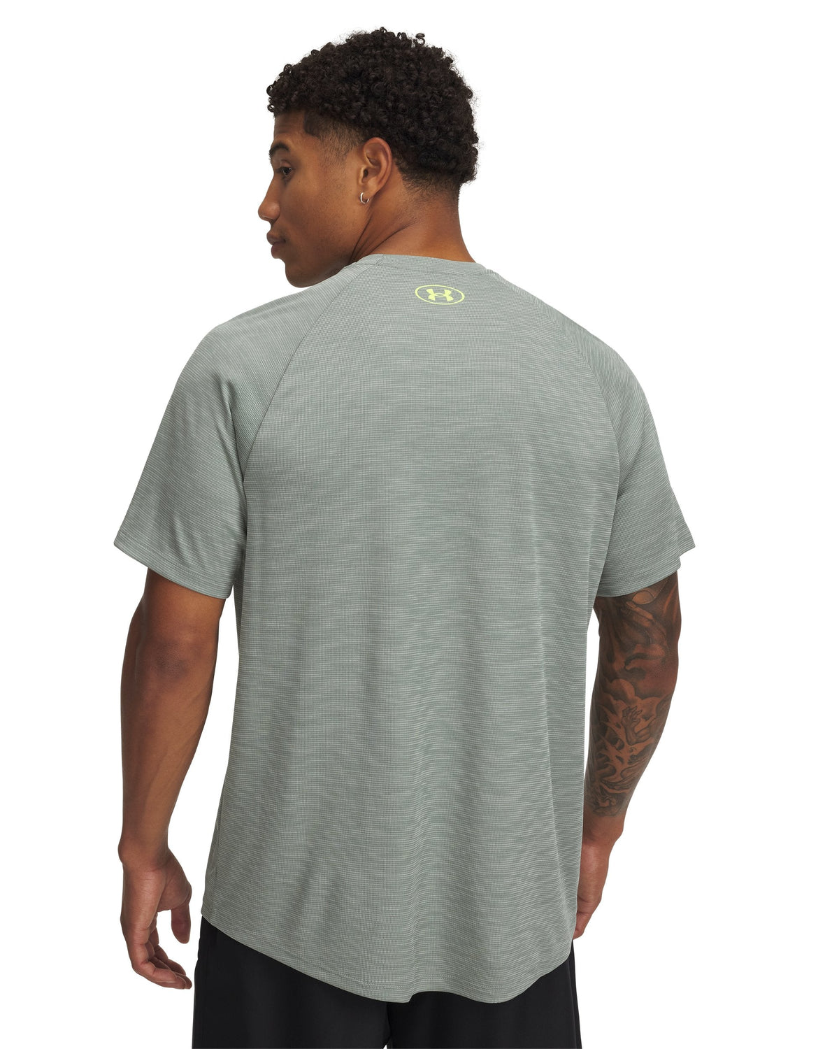 UA Tech Textured SS - ירוק / ירוק / צהוב זוהר - 348