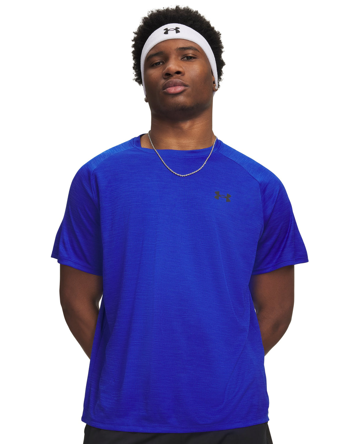UA Tech Textured SS - Royal / Black - 400