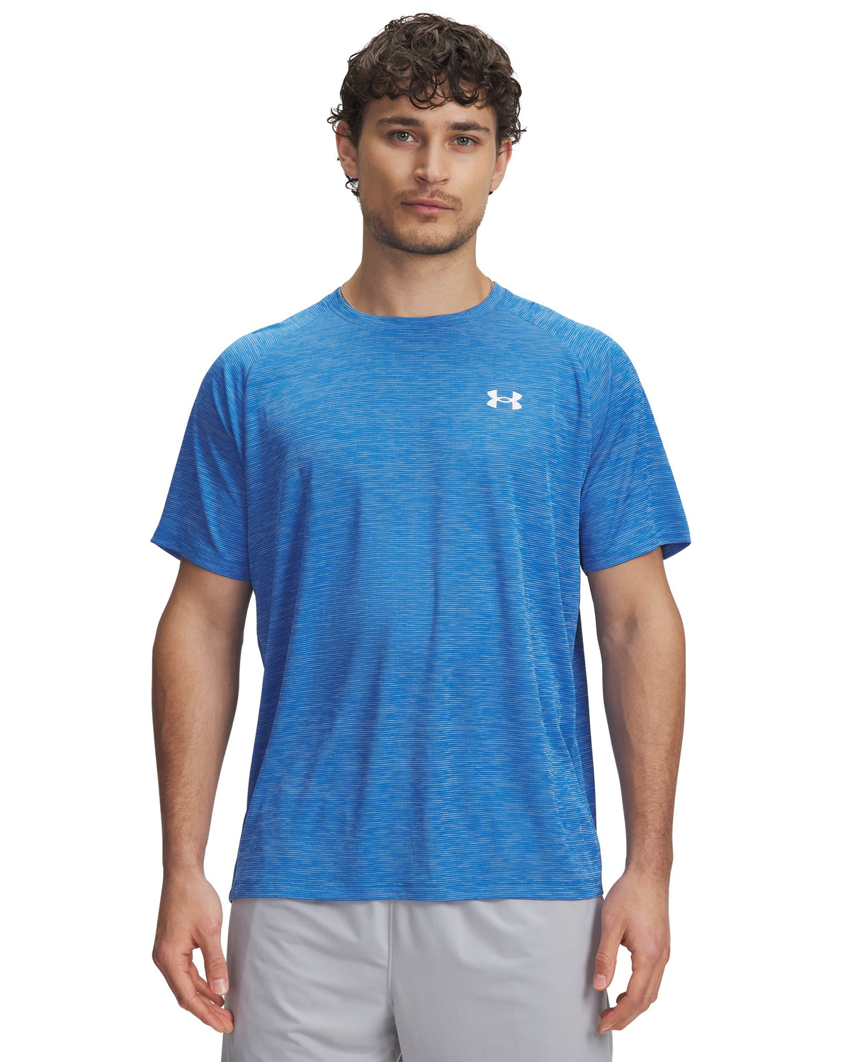 UA Tech Textured SS - Blue / White - 402