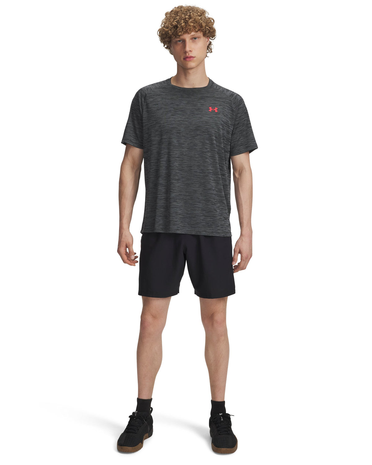 UA Tech Woven Wordmark Short - Black / Racer Red - 007