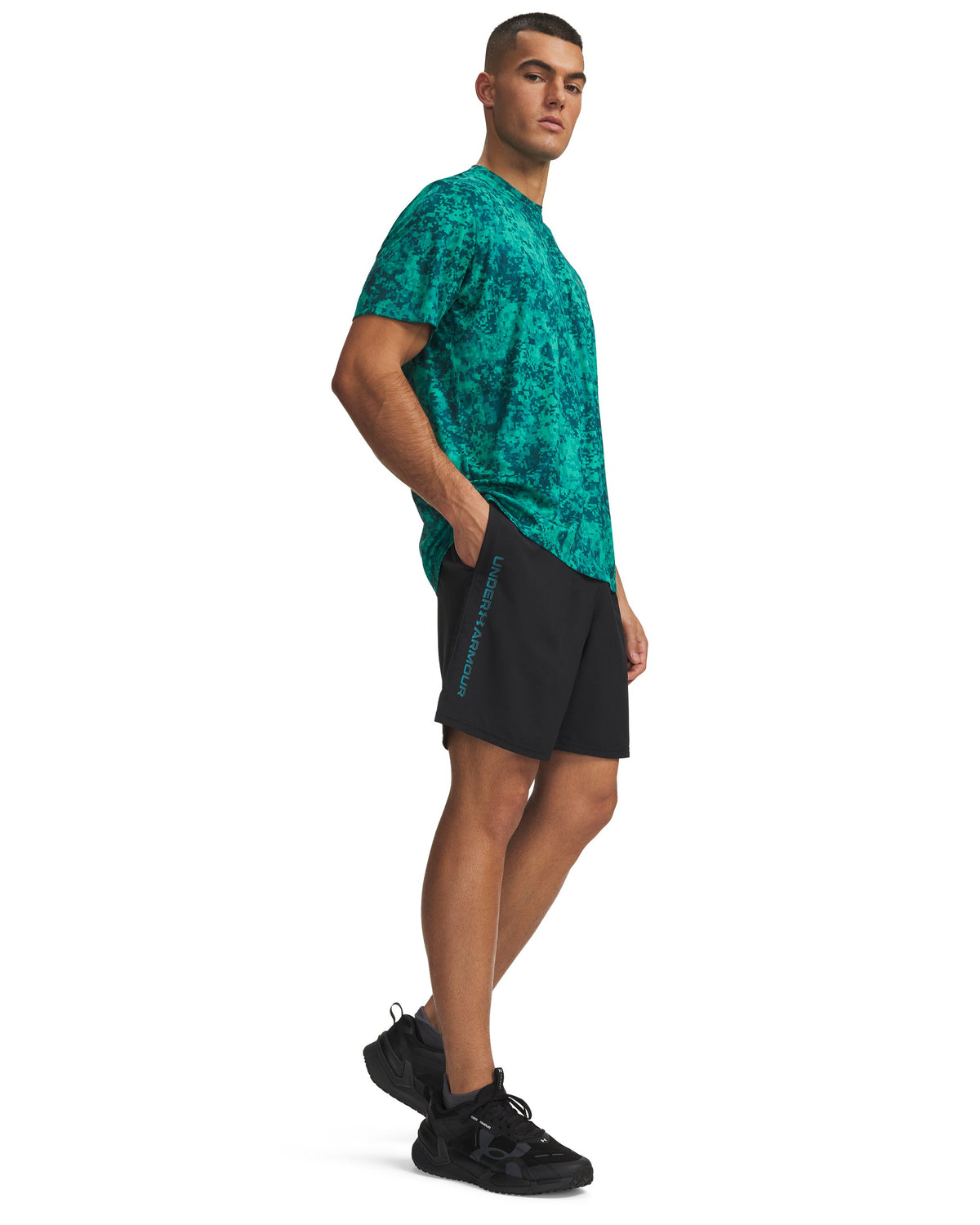 UA Tech Woven Wordmark Short - Black / Fresco Blue - 012