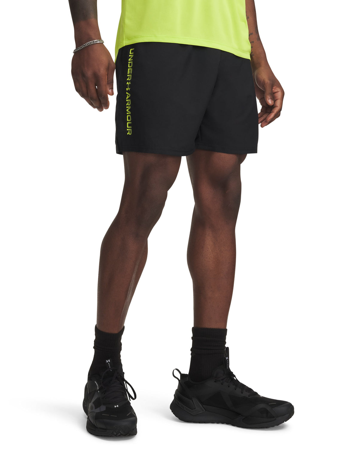 UA Tech Woven Wordmark Short - Black / Green Citrine - 013