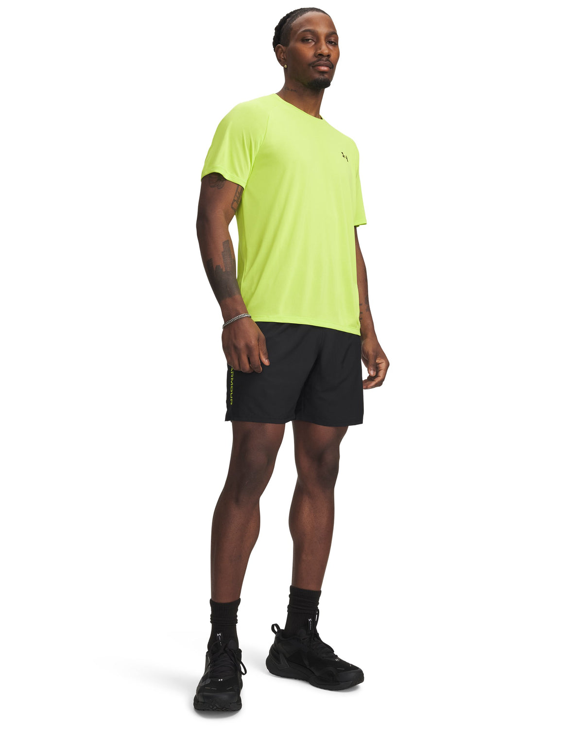 UA Tech Woven Wordmark Short - Black / Green Citrine - 013
