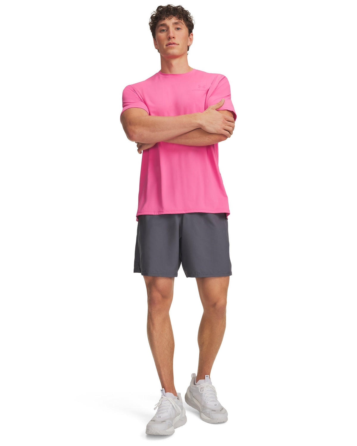 UA Tech Woven Wordmark Short - Gray / Pink Frenzy - 027