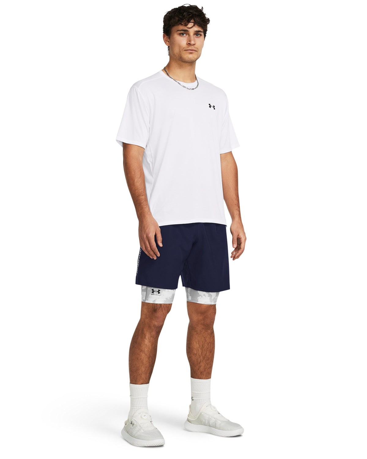 UA Tech Woven Wordmark Short - Midnight Navy / White - 410