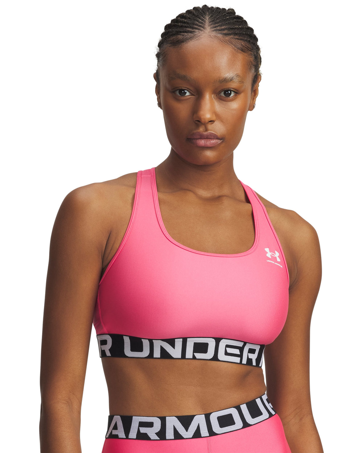 UA HG Mid Branded - Super Pink / White - 672
