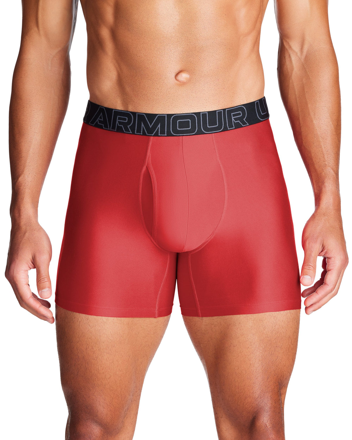 M UA Perf Tech 6in - Red / Castlerock Full Heather / Castlerock - 600
