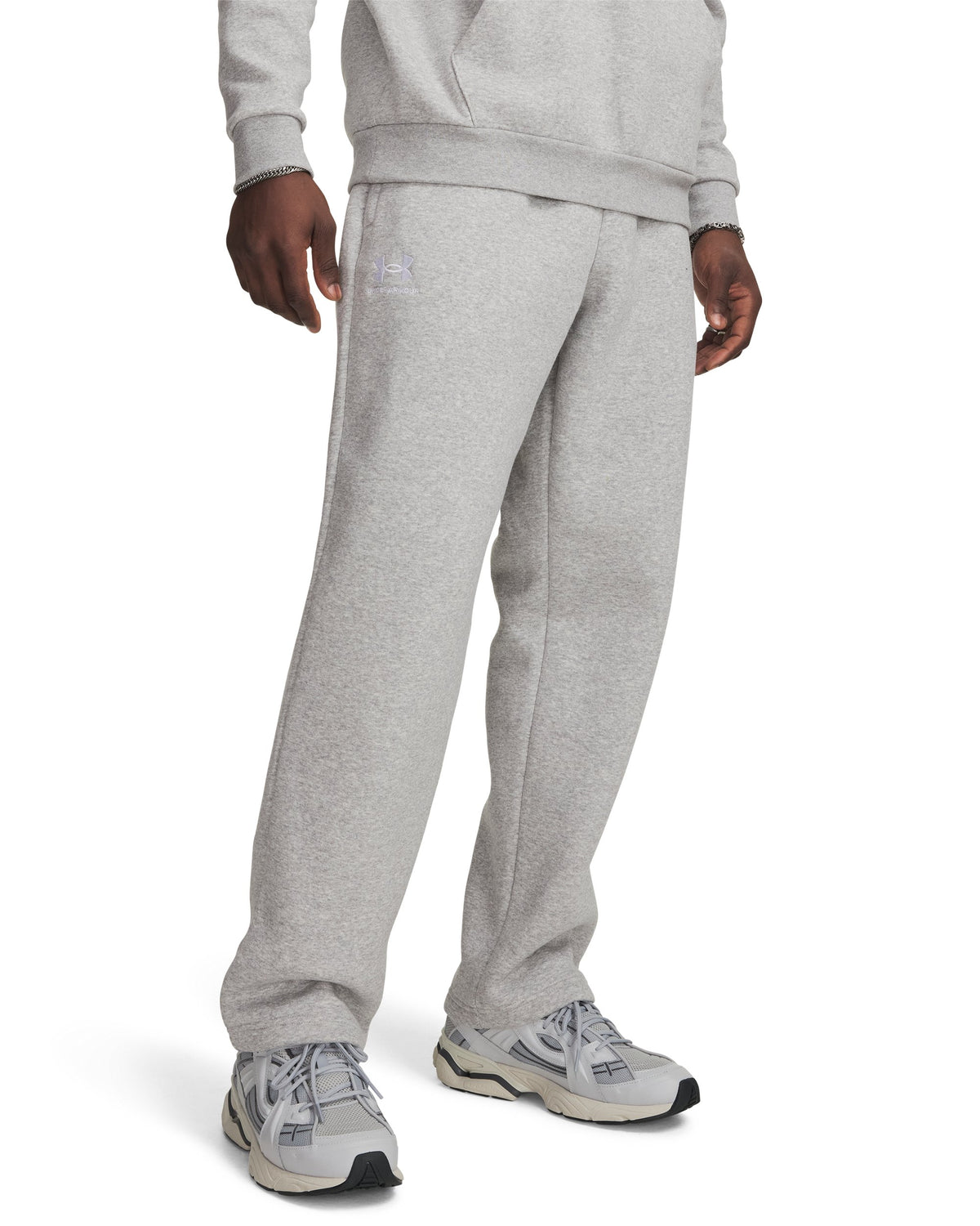 UA Icon Fleece Pant - Mod Gray Full Heather / White - 011