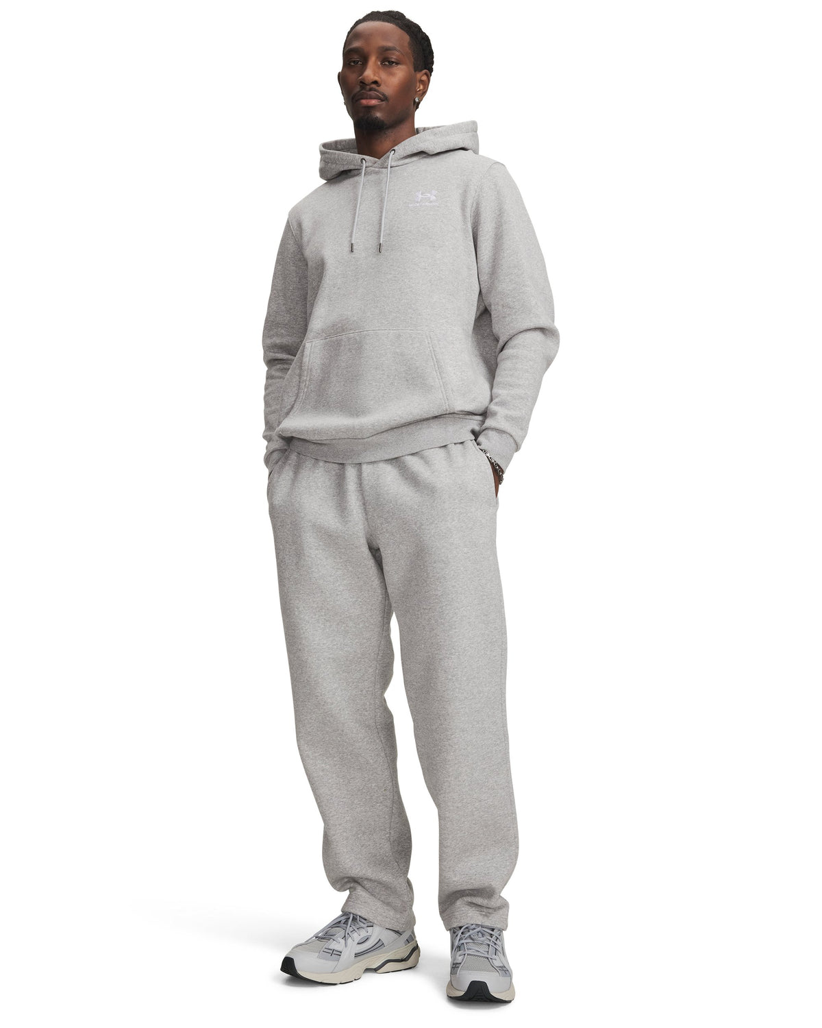 UA Icon Fleece Pant - Mod Gray Full Heather / White - 011