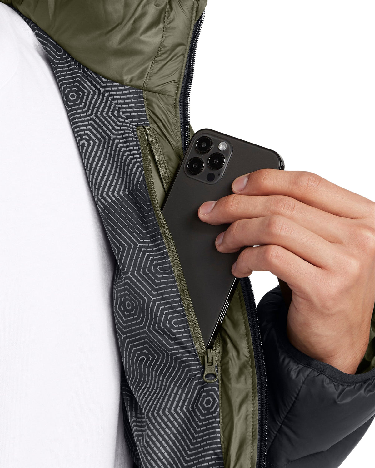 LEGEND DOWN HOODED JACKET - Marine OD Green / Black / Black - 390
