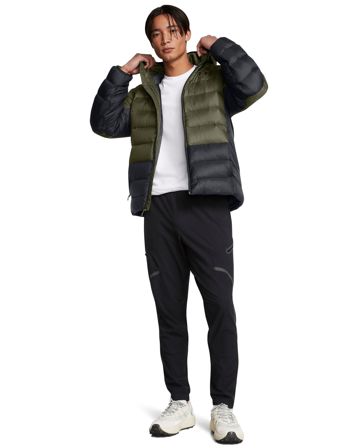 LEGEND DOWN HOODED JACKET - Marine OD Green / Black / Black - 390