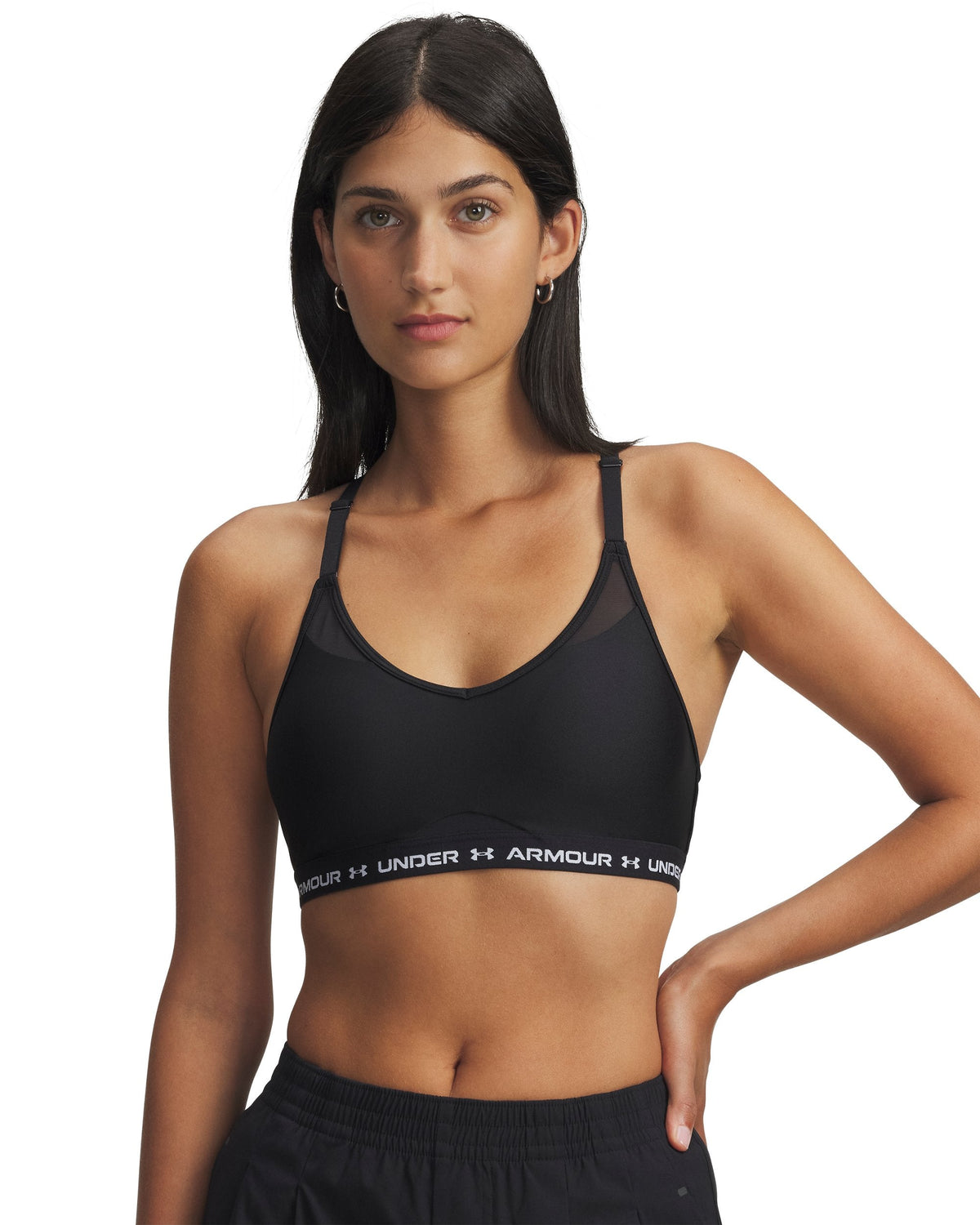 UA Crossback Low Bra - שחור / לבן - 001