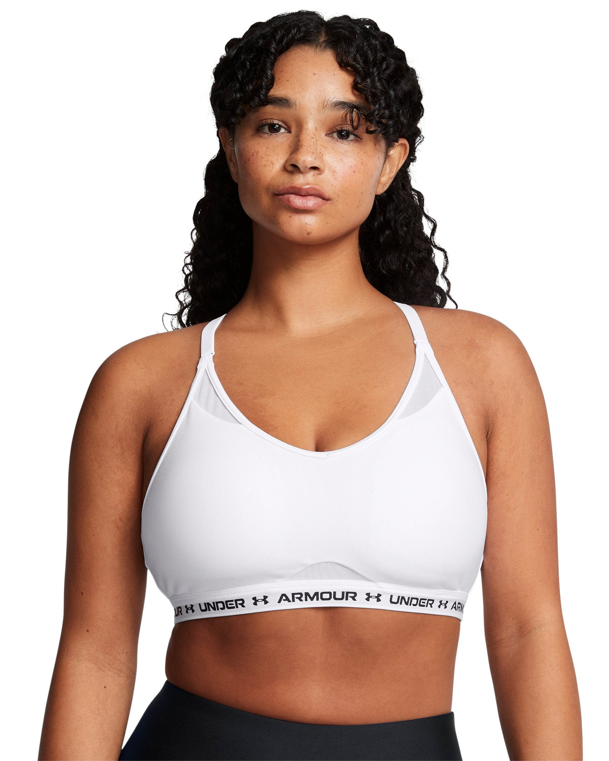 UA Crossback Low Bra - לבן / שחור - 100