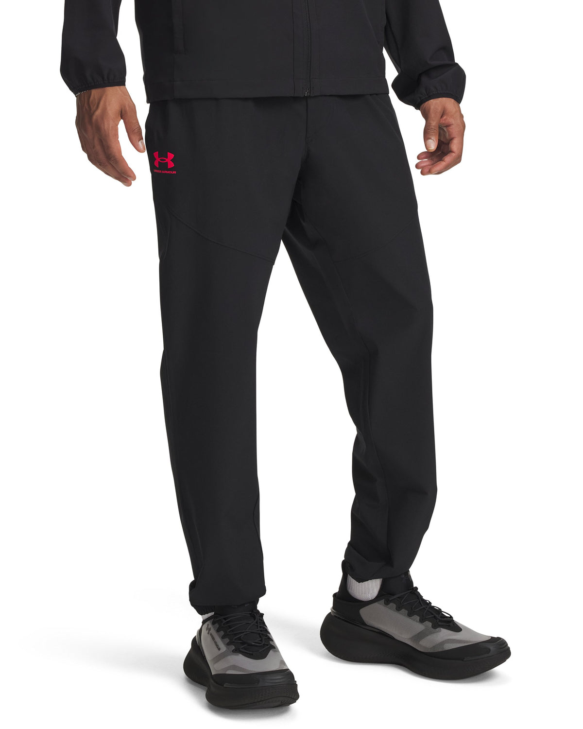 UA Vibe Woven Jogger - Black / Racer Red - 002