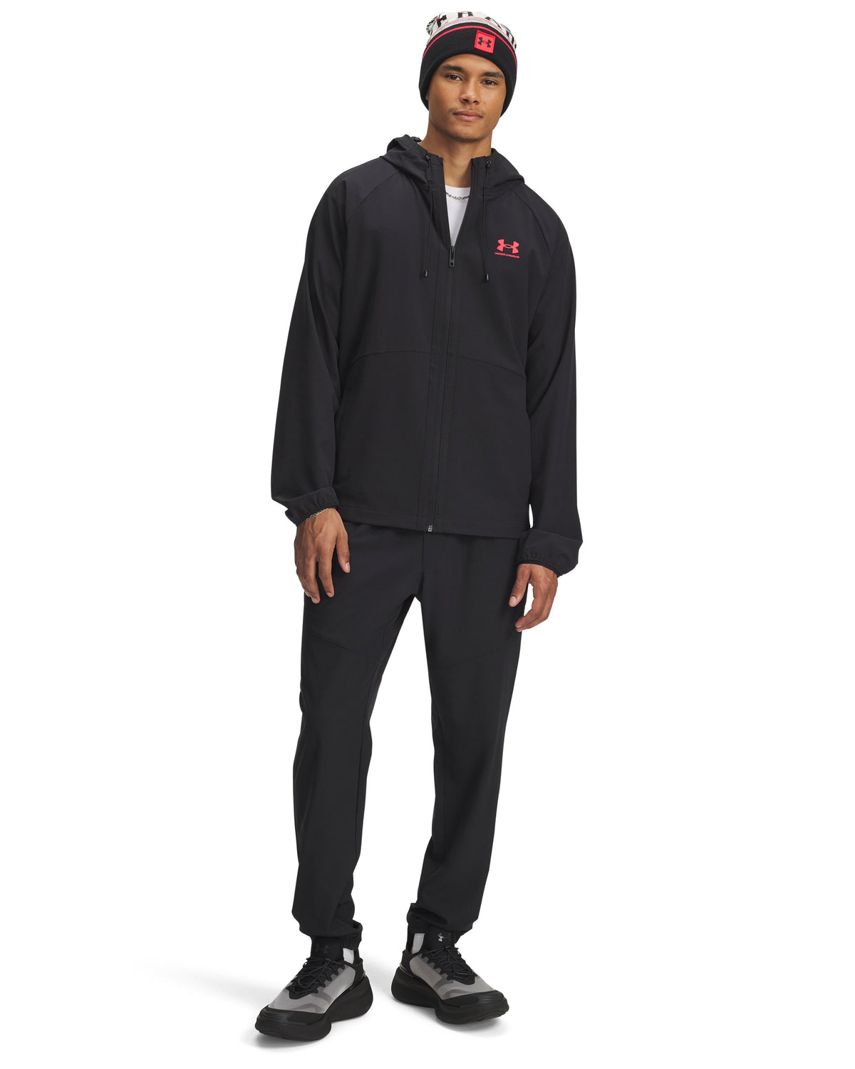 UA Vibe Woven Jogger - Black / Racer Red - 002
