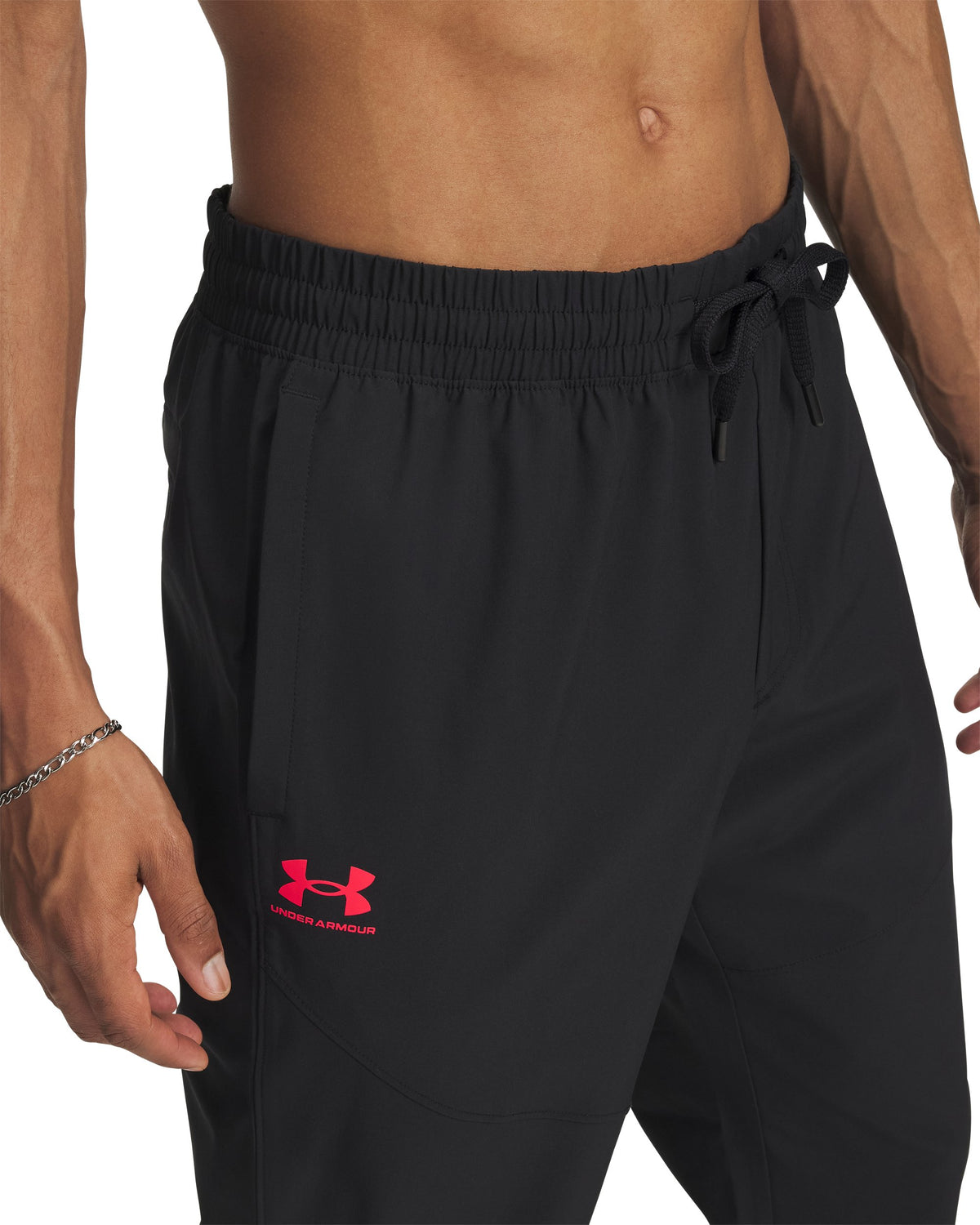 UA Vibe Woven Jogger - Black / Racer Red - 002