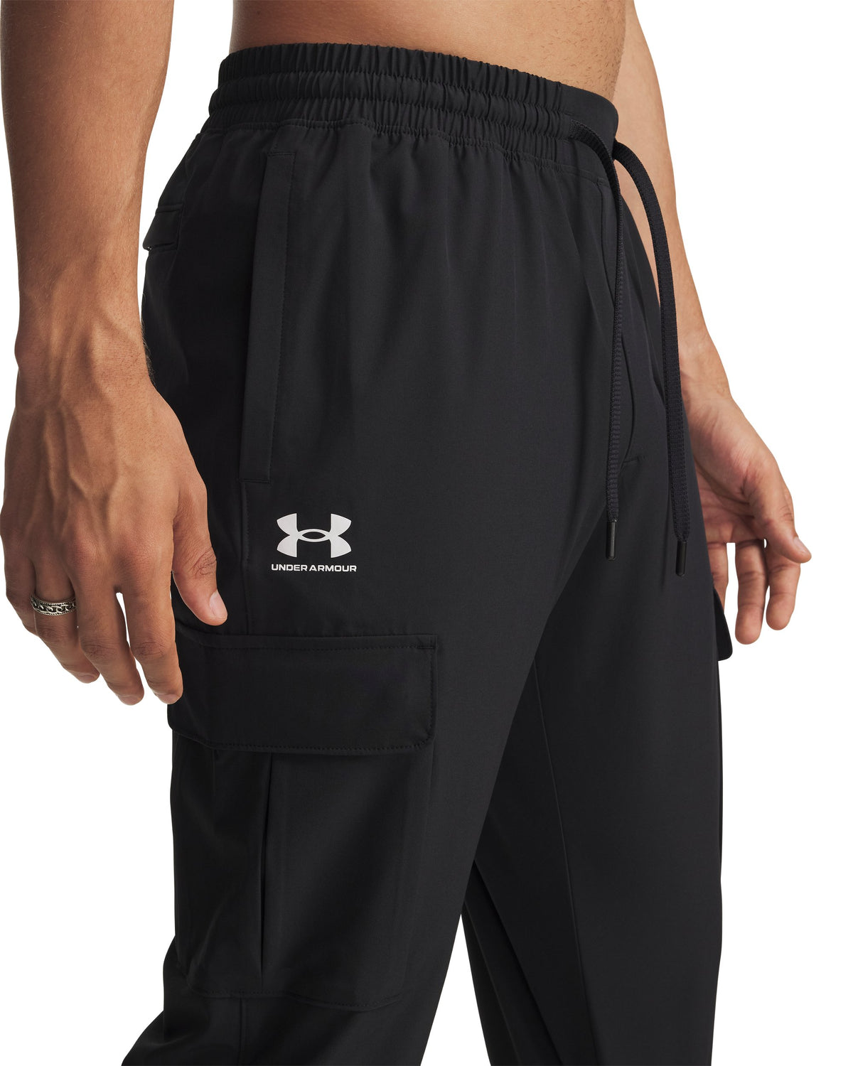 UA Vibe Woven Cargo Pants - Black / White - 001