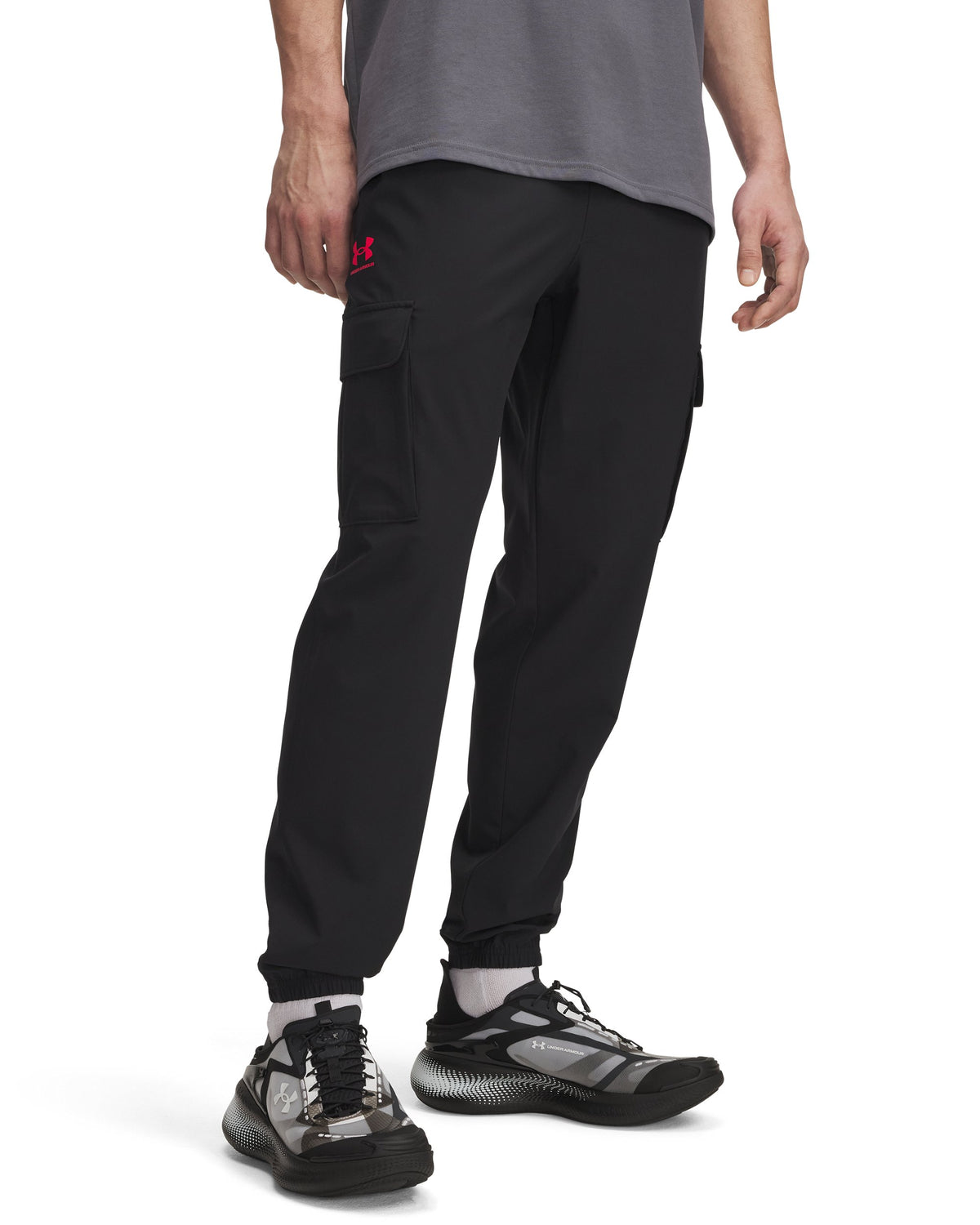 UA Vibe Woven Cargo Pants - Black / Racer Red - 002