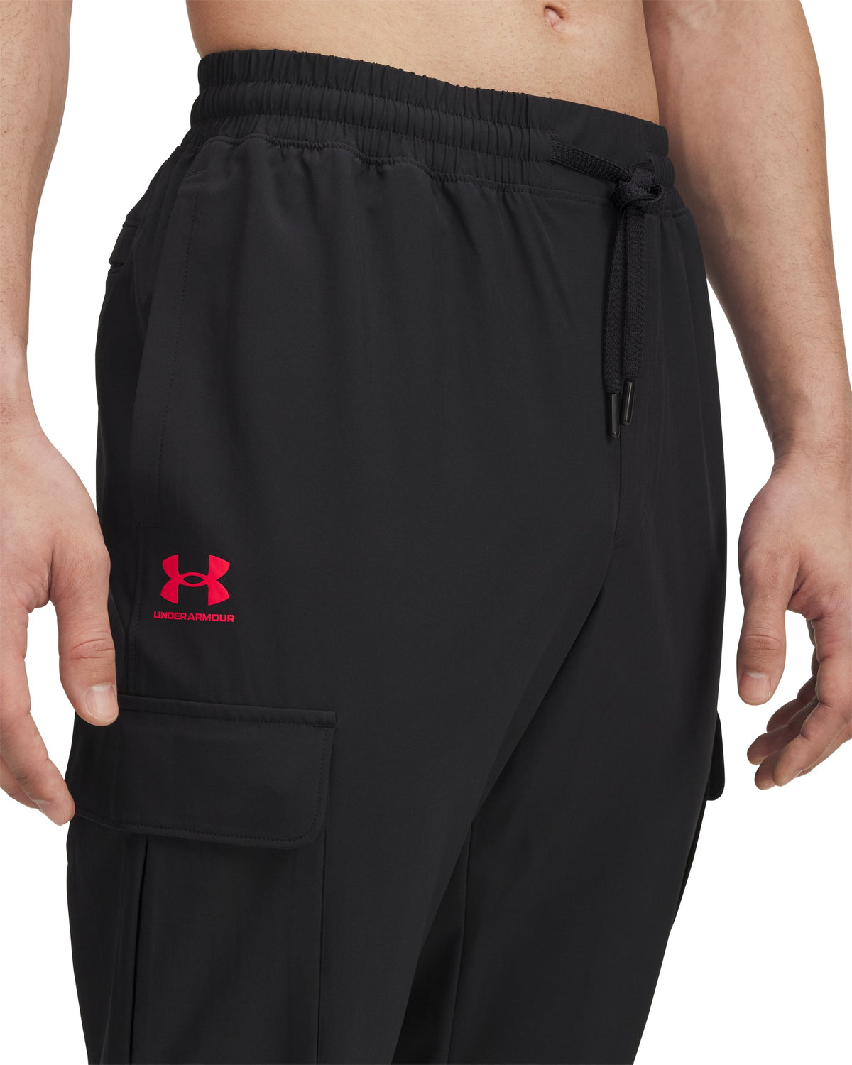 UA Vibe Woven Cargo Pants - Black / Racer Red - 002
