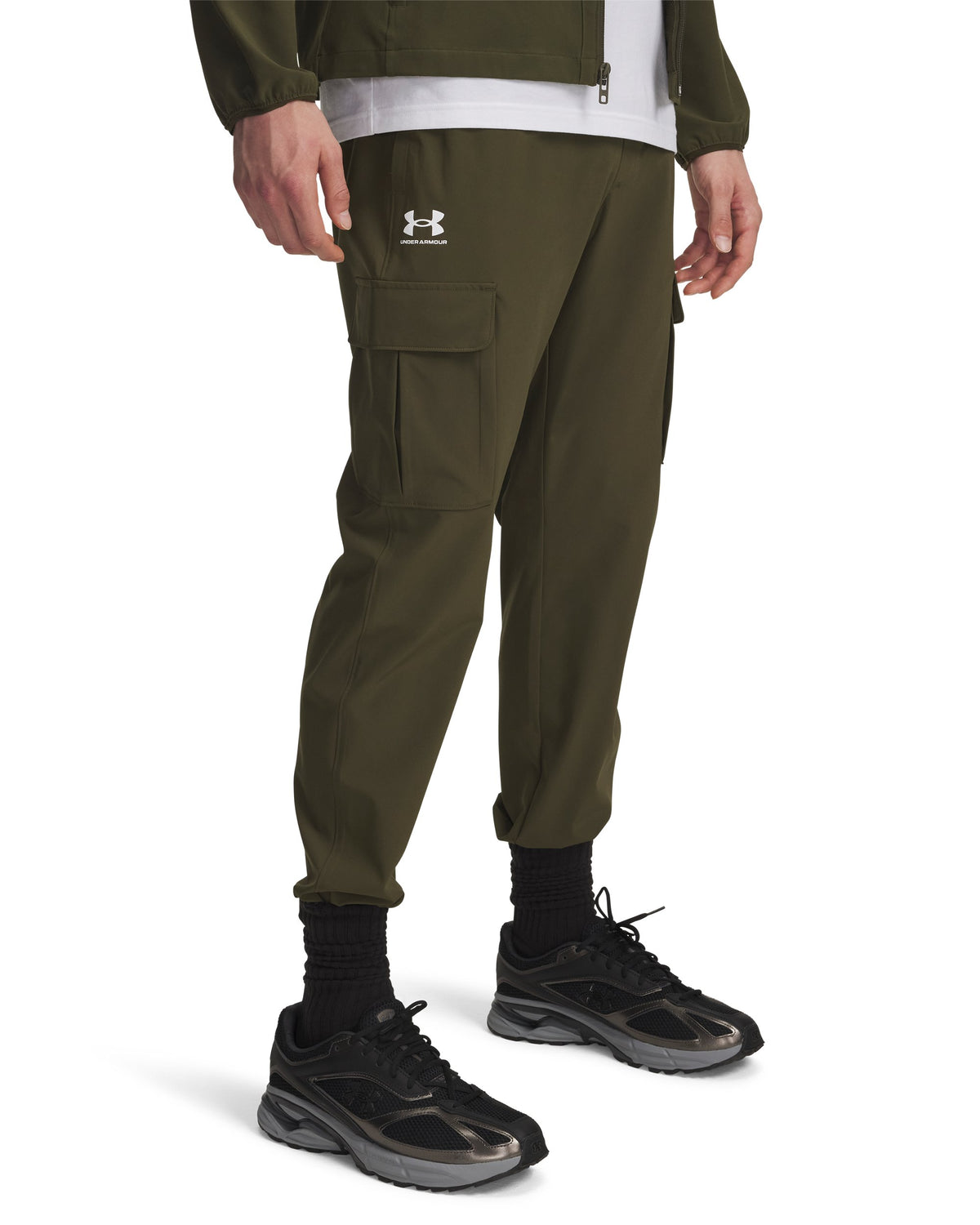 UA Vibe Woven Cargo Pants - Green / White - 308