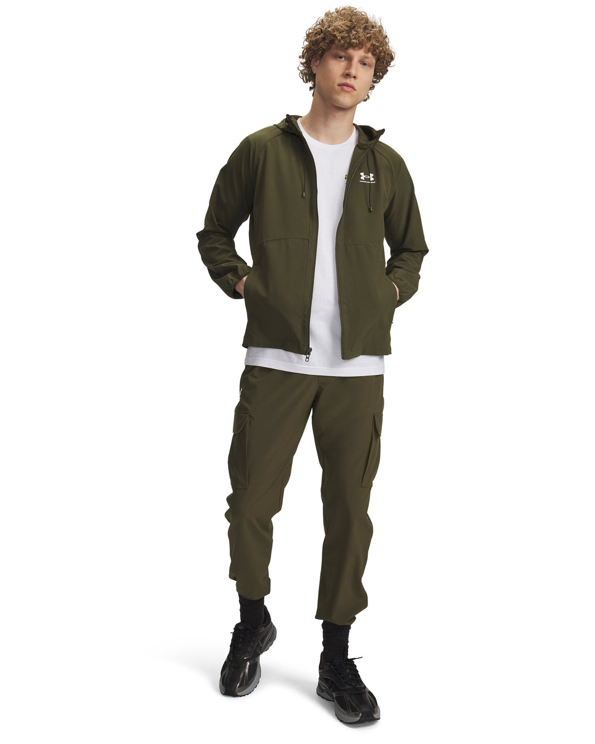 UA Vibe Woven Cargo Pants - Green / White - 308