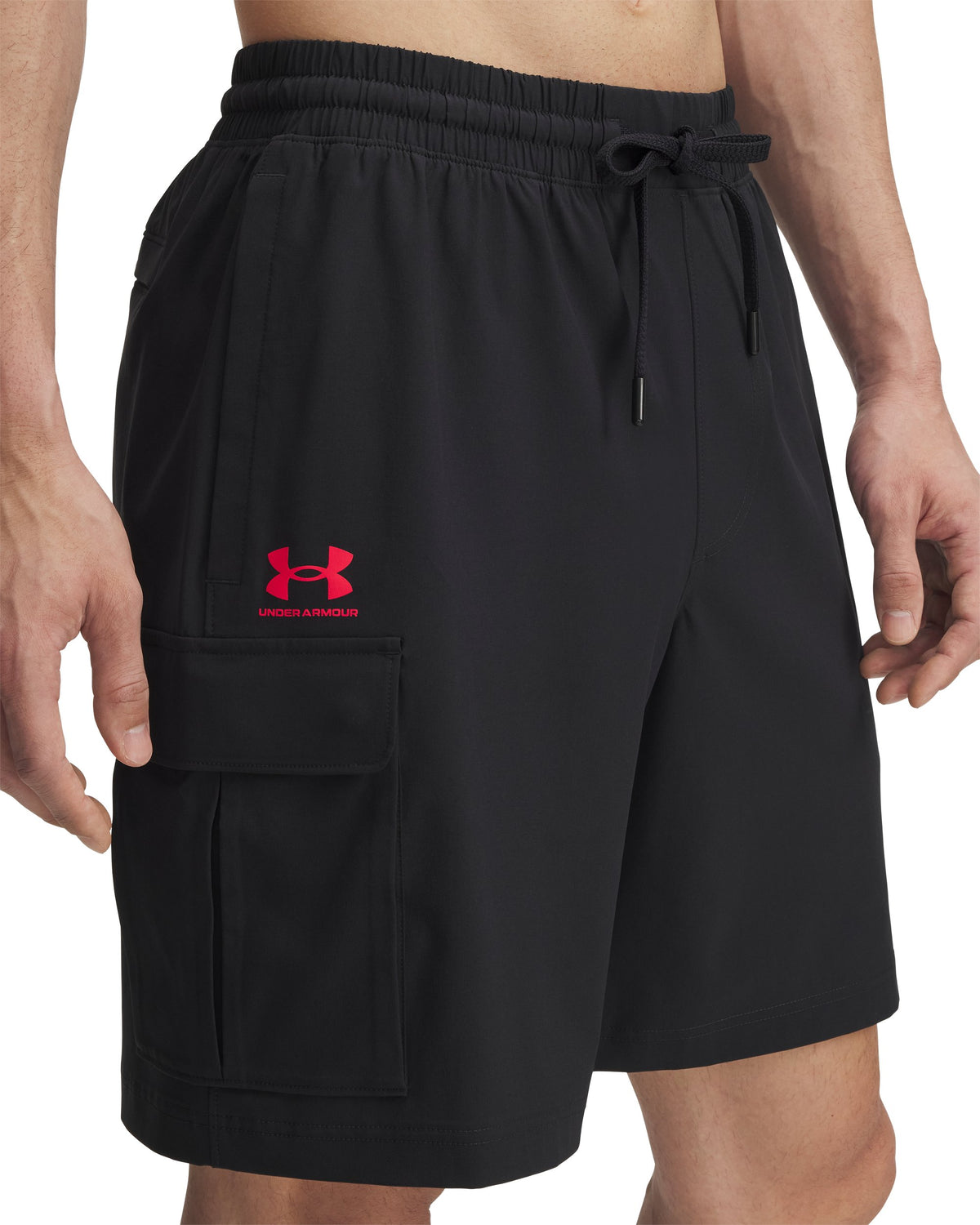 UA Vibe Woven Cargo Short - Black / Racer Red - 002