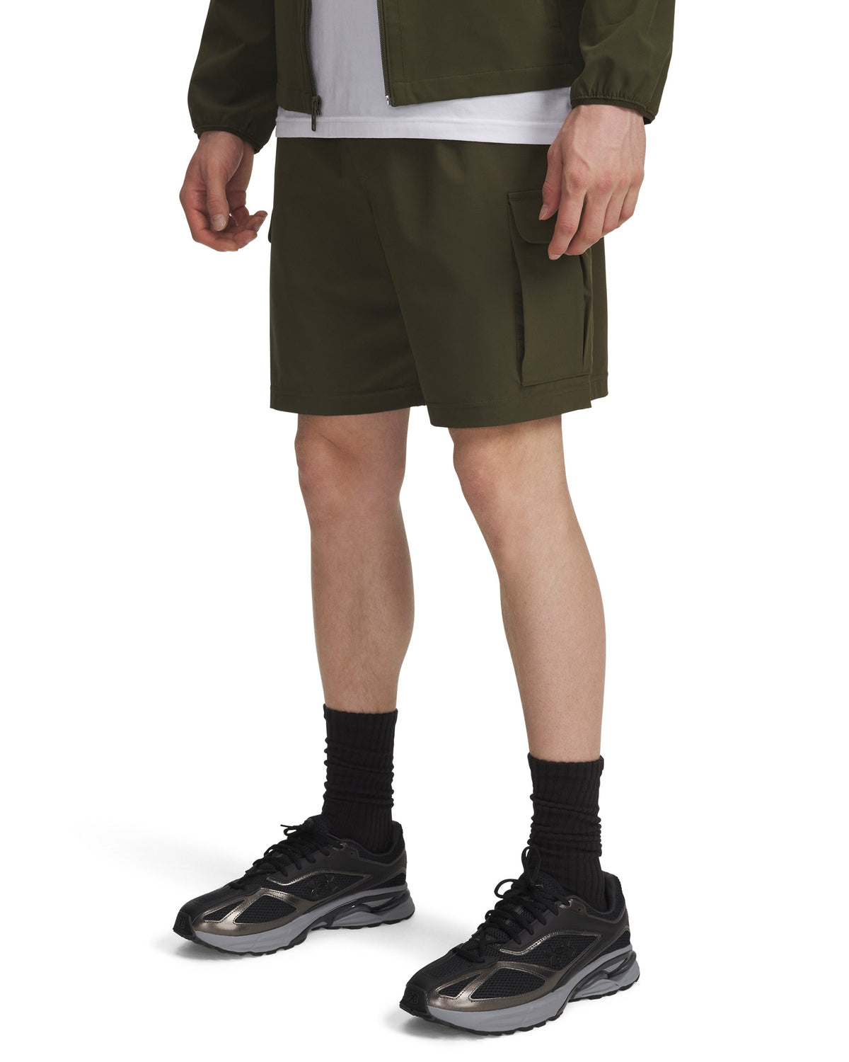 UA Vibe Woven Cargo Short - Expedition Green / White - 308
