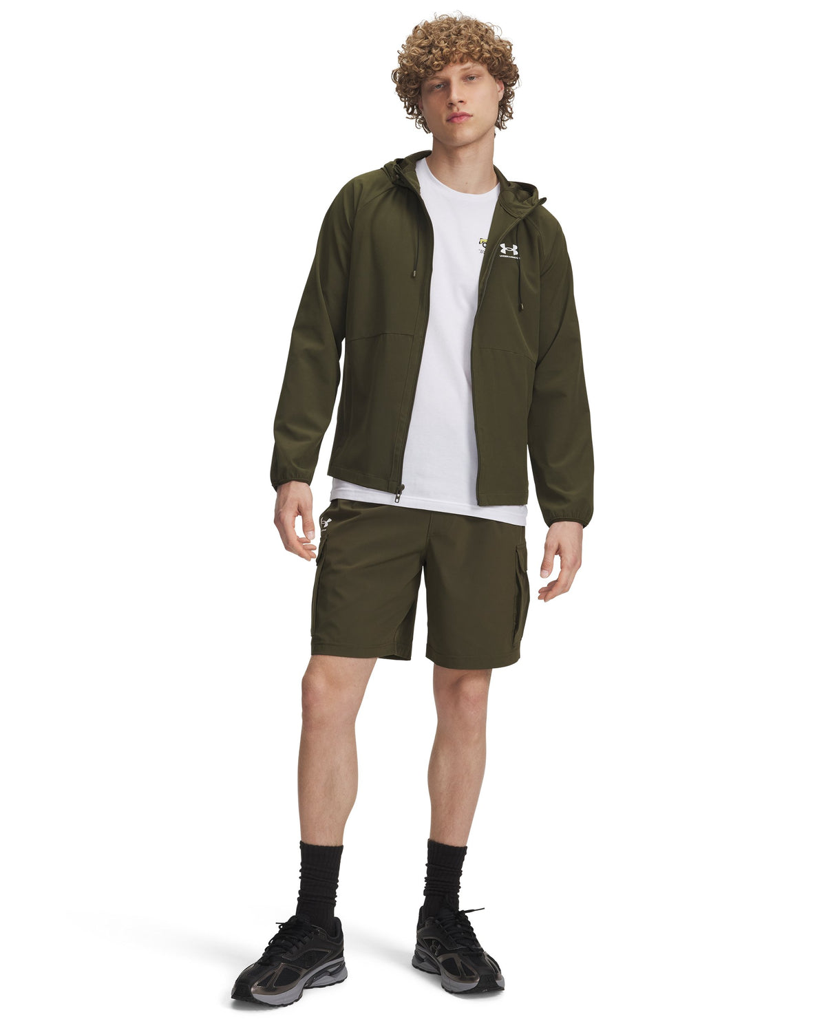 UA Vibe Woven Cargo Short - Expedition Green / White - 308