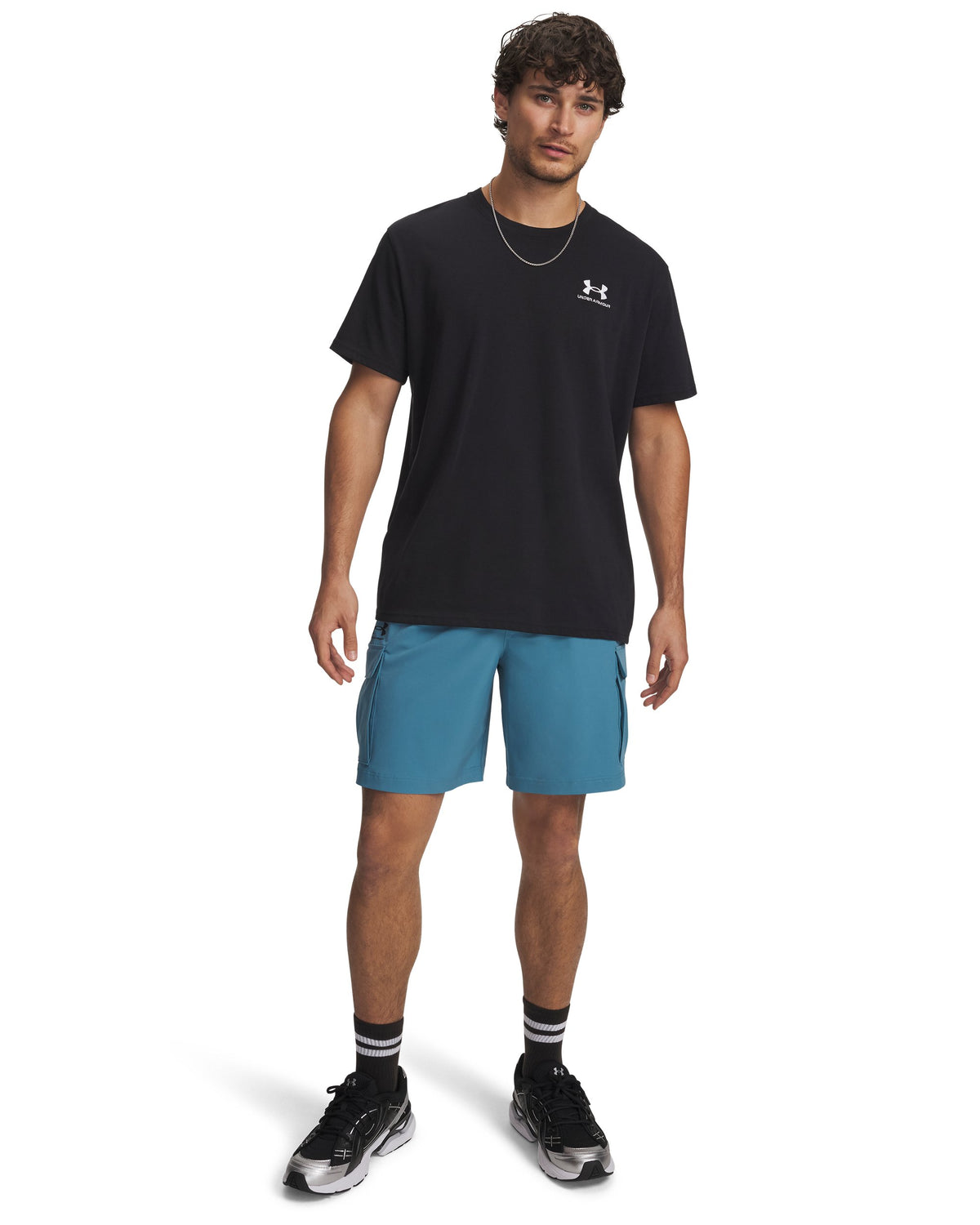 UA Vibe Woven Cargo Short - כחול-אפור / שחור - 466