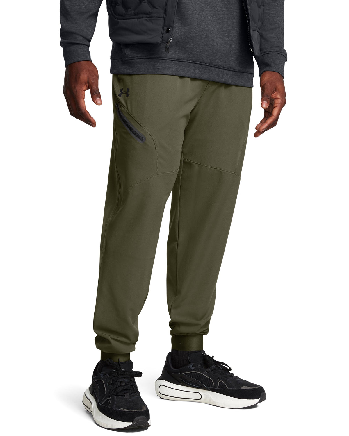 UA Unstoppable Woven Jogger - ירוק זית / שחור - 390