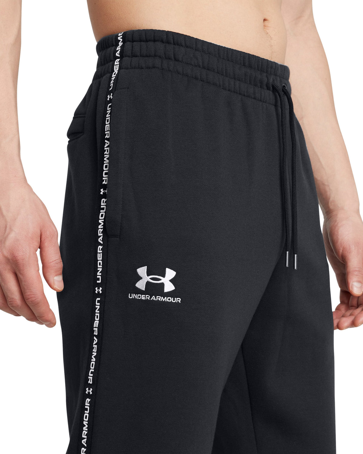 UA Icon Fleece Jgr Taping - Black / White - 001