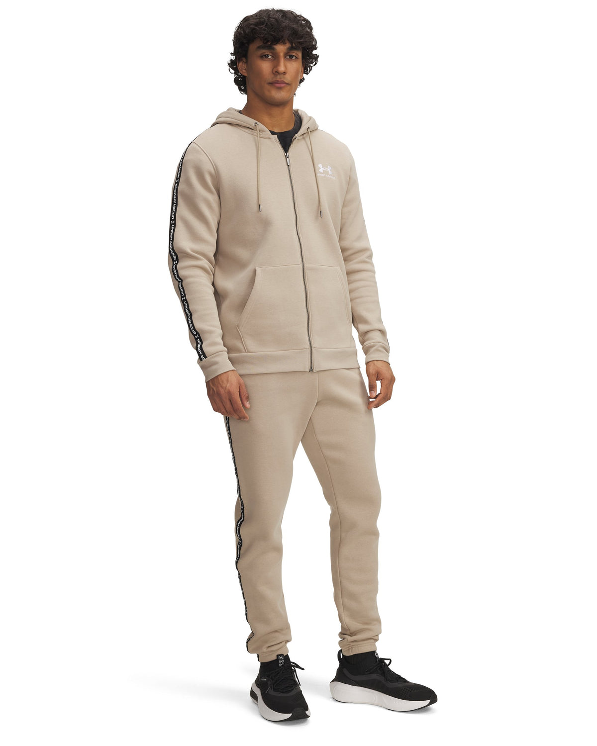 UA Icon Fleece Jgr Taping - Brown / White - 299