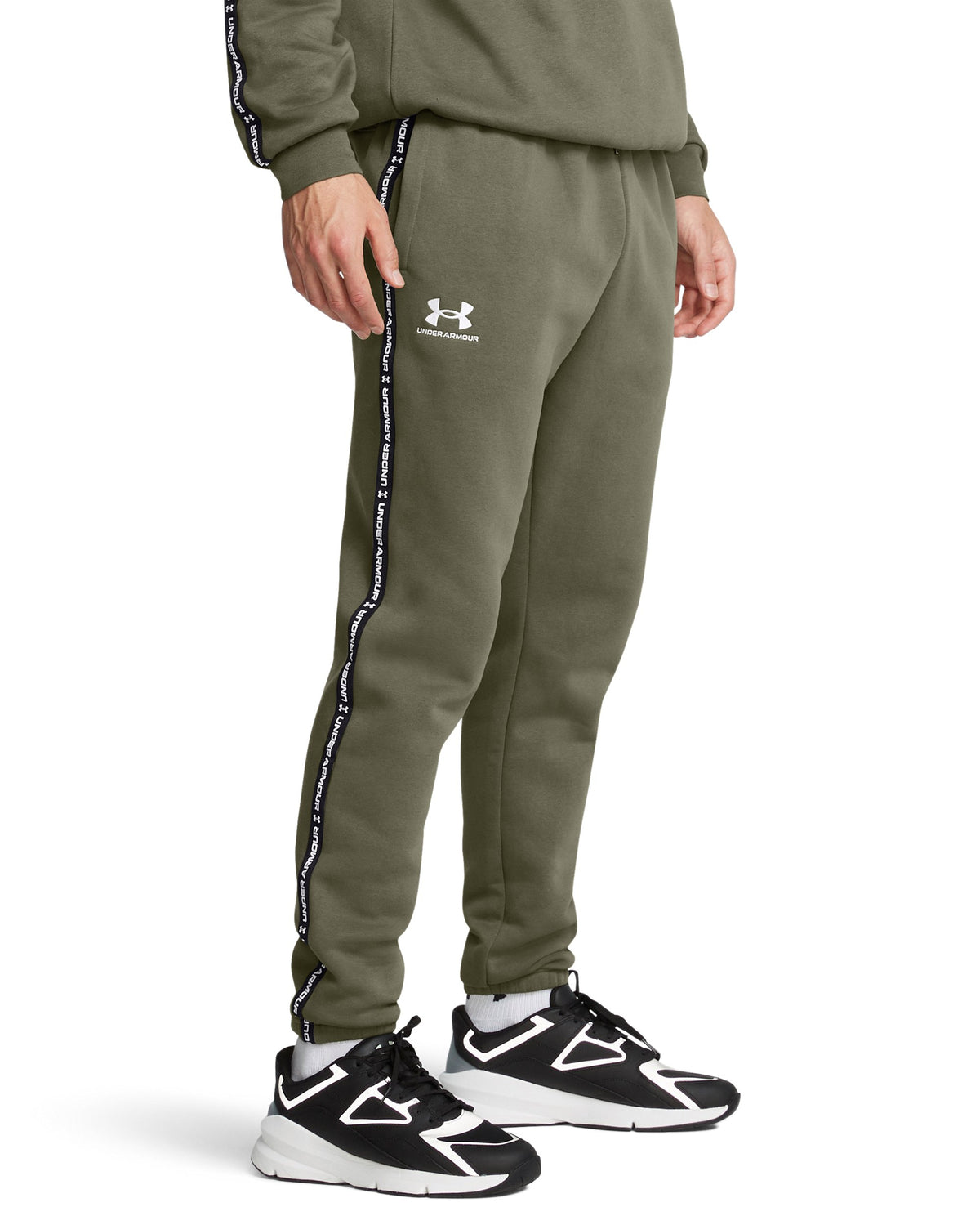 UA Icon Fleece Jgr Taping - Green / White - 390