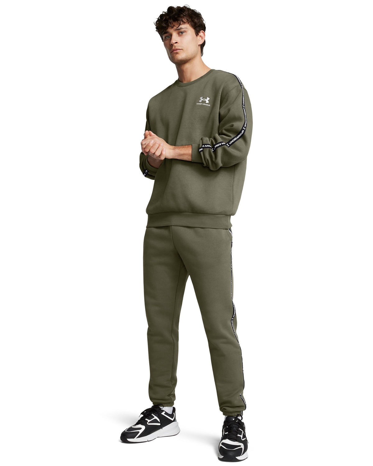 UA Icon Fleece Jgr Taping - Green / White - 390